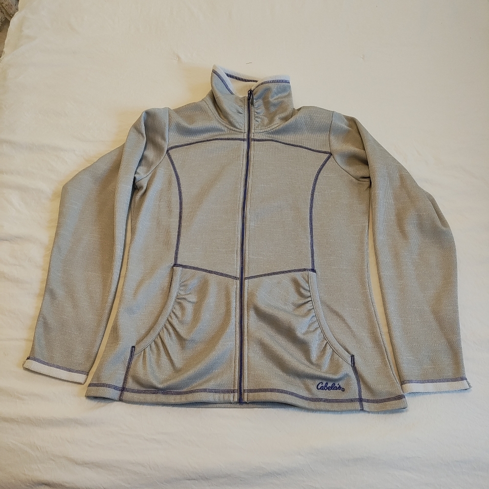 Cabela's White Jacket with Purple Accents. Size M